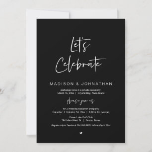 Invitation Fêtons, Navy Blue, Mariage Elopement Party