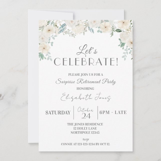 Invitation Fêtons ! Parti de retraite surprise (Devant)