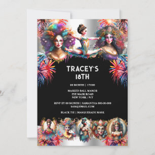 Invitation Feu d'artifice du carnaval festival dames cirque p