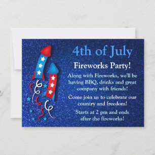 Invitation Feu d'artifices de cireur Rocket 4 juillet Invitat