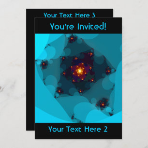 Invitation Feu de glace. Art Fractal. Bleu.