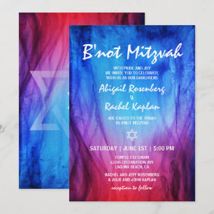 Invitation Feu de glace bleu rouge   Étoile de David B'not Mi