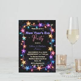 Invitation Feu de la Soirée du Nouvel An avec une étoile écla