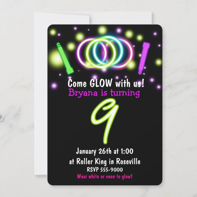 Invitation Feu de lumière 9e anniversaire fête 9 ans Invitati (Devant)