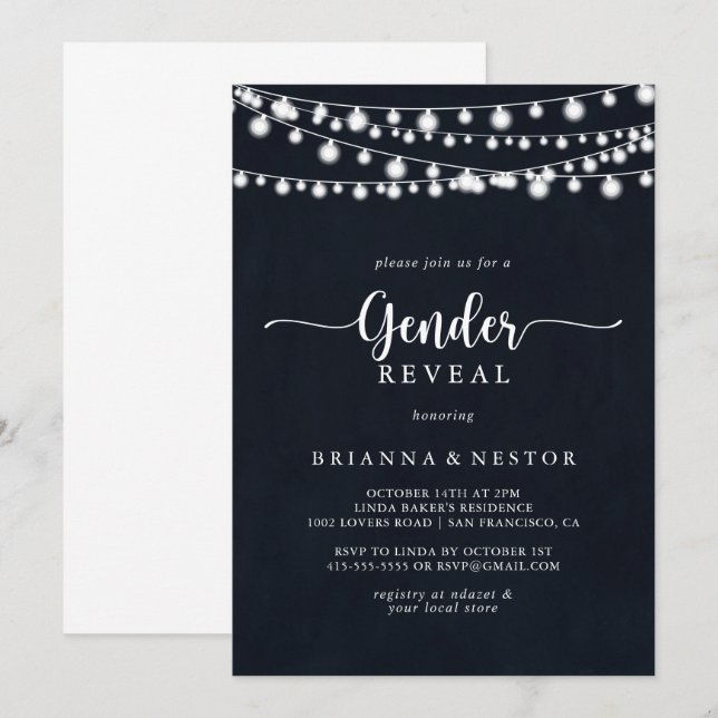 Invitation Feu de révélation de genre à chaîne rustique (Devant / Derrière)