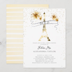 Invitation Feu d'or moderne Eiffel Paris Fête des mariées