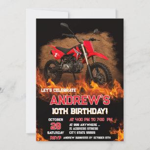 Invitation Feu personnel Motocross Dirt Bike fête d'anniversa