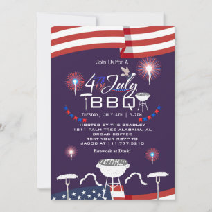 Invitation Feu rouge blanc et bleu patriotique 4 juillet
