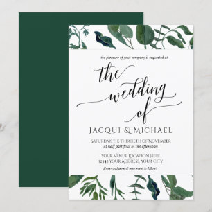 Invitation Feuil minimaliste Mariage BOHO Foliage   Carré