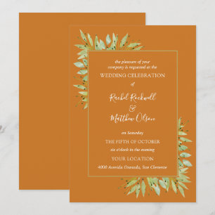 Invitation Feuillage botanique sur mariage ochre