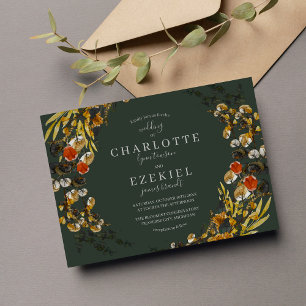 Invitation Feuillage d'automne Verdure sèche Mariage de couro