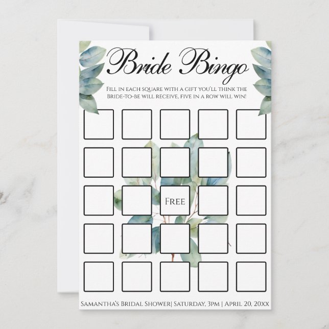 Invitation Feuillage d'eucalyptus vert élégante calligraphie (Devant)