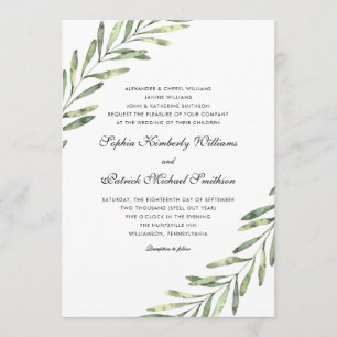 Invitation Feuillage élégant 3 définit les parents hébergea