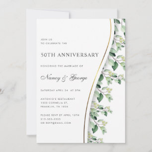 Invitation Feuillage Feuille vert 50e anniversaire du Mariage