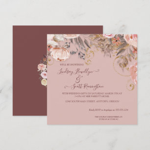 Invitation Feuillage floral bouché Rose or Boho Couples douch