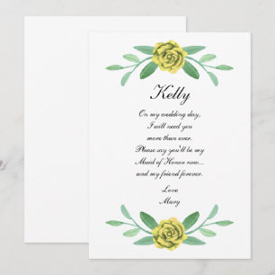 Invitation Feuillage Floral Jaune Foliage Maid Of Honor Card