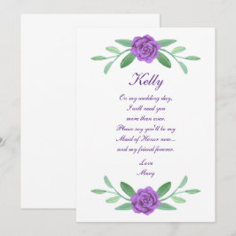 Invitation Feuillage Floral Violet Foliage Maid Of Honor Card