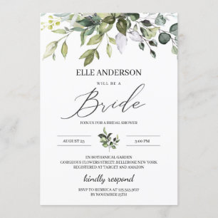 Invitation Feuillage vert boho douche nuptiale moderne