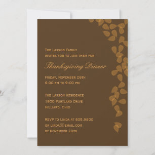 Invitation Feuille à la fête de Thanksgiving