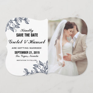 Invitation feuille botanique gribouillée photo save the date