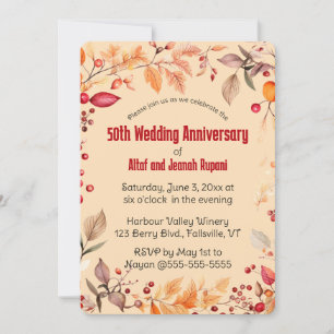Invitation Feuille d'automne et baies modifiables pour une fê