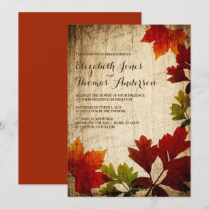 Invitation Feuille d'automne sur le mariage de automne