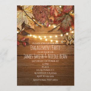 Invitation Feuille de chute et lumières de ficelle sur le