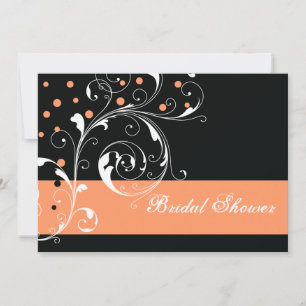 Invitation Feuille de défilement corail noir mariage douche n