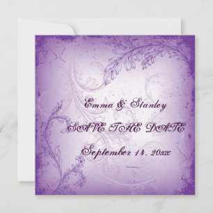 Invitation feuille de défilement vintage lilas violet Enregis
