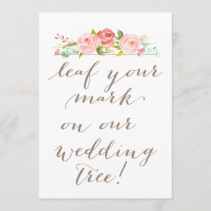Invitation Feuille de jardin rose Votre marque sur notre arbr