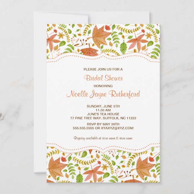 Invitation feuille de l'aquarelle d'automne (Devant)