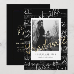 Invitation Feuille de musique Script Black Photo Drive-by Gra