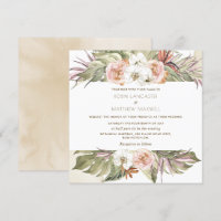 Feuille de palme florale tropicale, Mariage Carré