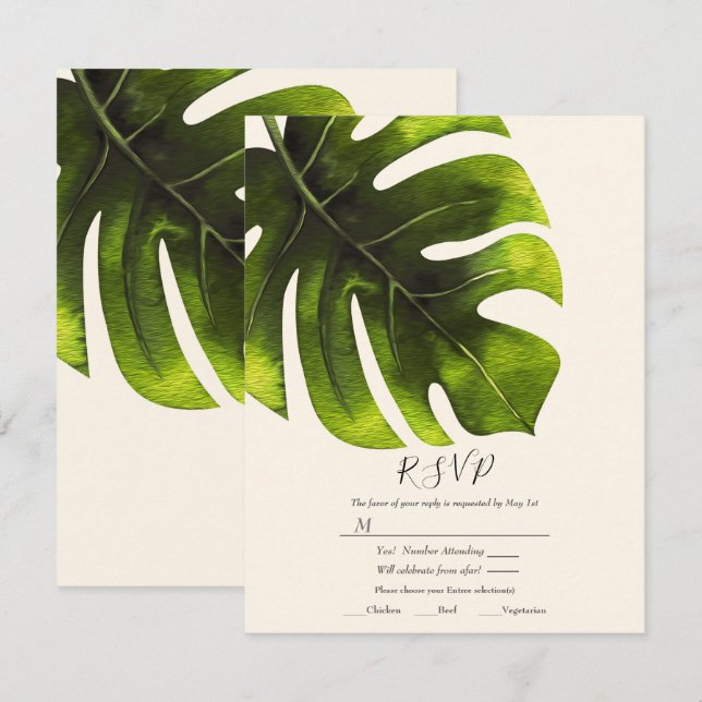 Invitation Feuille de palme tropicale Élégant Mariage moderne (Devant / Derrière)