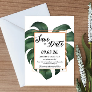 Invitation Feuille de palme tropicale Monstera Enregistrer la