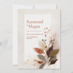 Invitation Feuille de Veine Sienne Or Mariage
