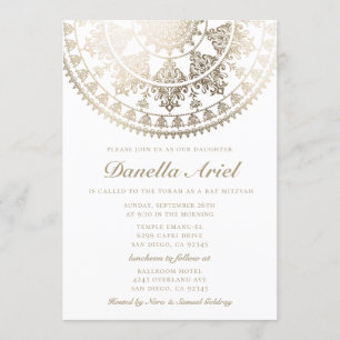 Invitation Feuille d'or d'invitations de bat mitzvah