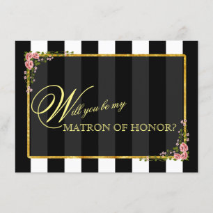 Invitation Feuille d'or floral SERAS-TU MA DEMOISELLE D'HONNE