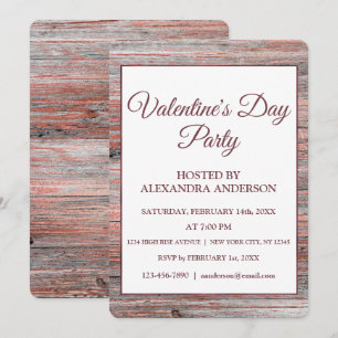 Invitation Feuille d'or rose de partie de Saint-Valentin et