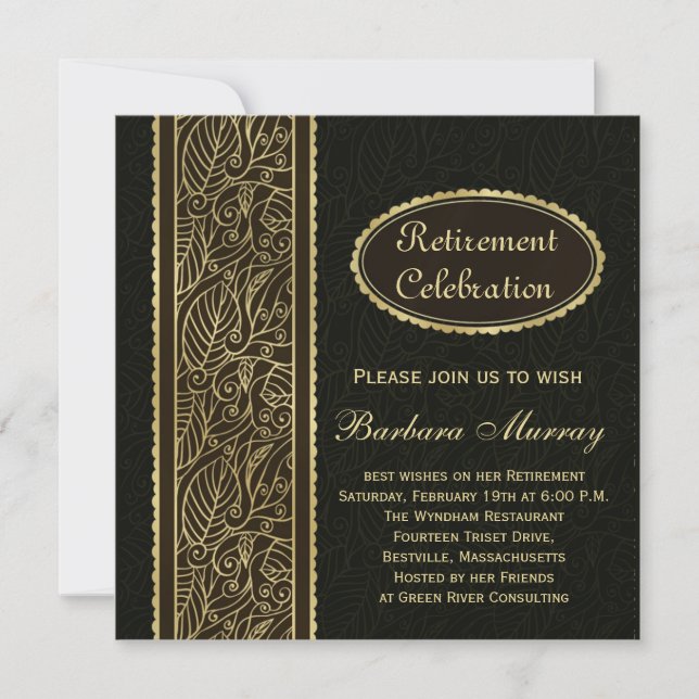 Invitation Feuille d'or sur la partie de retraite noire (Devant)