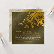 Feuille en bambou or et vert chic Mariage asiatiqu