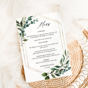 Invitation Feuille & Eucalyptus Gold Menu 3