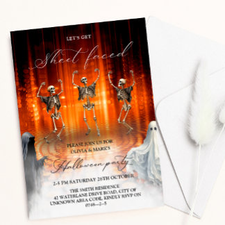 Invitation Feuille face Skelton Ghost Adulte Halloween Party