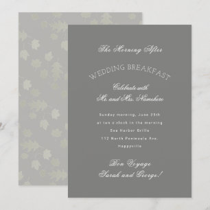 Invitation Feuille gris Automne Mariage Petit déjeuner Invita