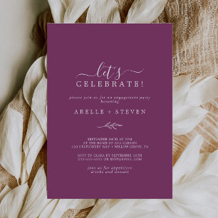 Invitation Feuille minimale   Berry Purple Célébrons