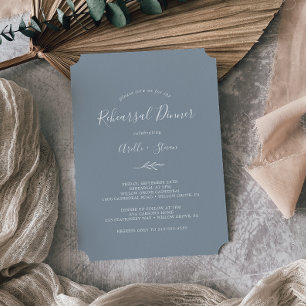 Invitation Feuille minimale Dîner de répétition bleu et bla