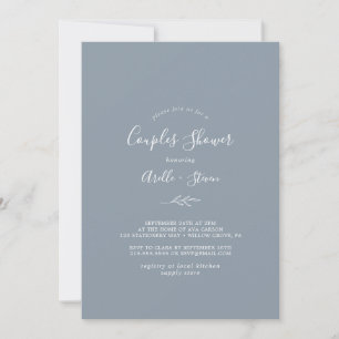 Invitation Feuille minimale Douche Dusty Blue Couples