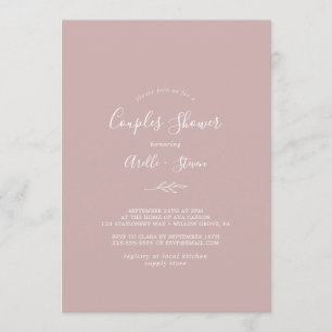 Invitation Feuille minimale   Douche Dusty Rose Couples