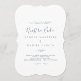 Invitation Feuille minimale | Dusty Blue Espagnol Nuestra Bod