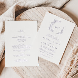 Invitation Feuille minimale | Dusty violet tout en un Mariage